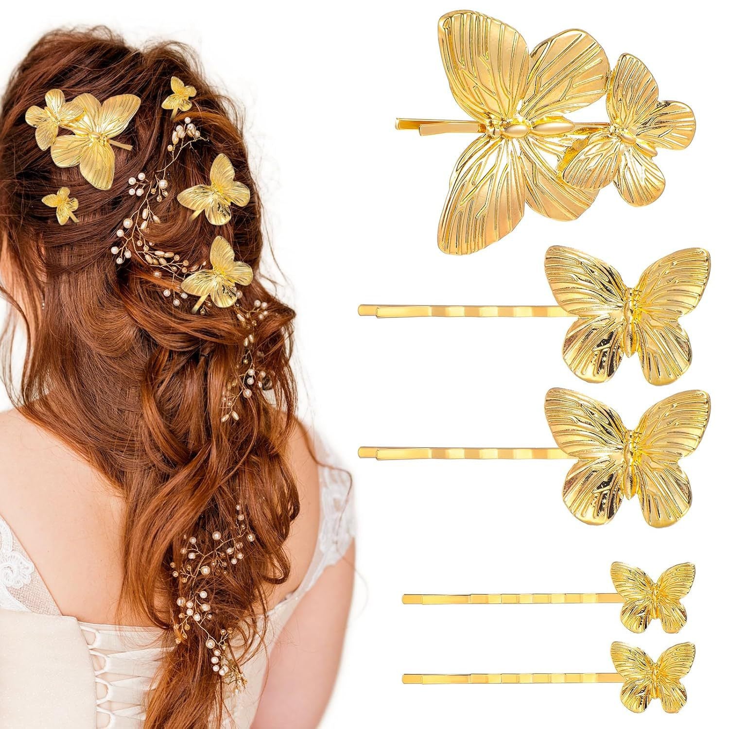 Bulk 4 Pcs Butterfly Hair Pins 2025 Wedding Hair Clips Secure Prongs for Bridal Shower Boho Party Bridesmaids Accessories Wholesale