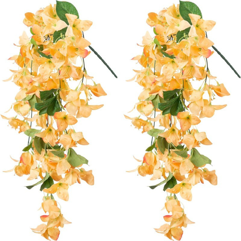 Premium 2 pcs Lifelike Silk Bougainvillea Hanging Vines - UV-Resistant Outdoor Artificial Flowers for Porch Decor Patio Balcony Accent