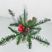 Artificial Pine Cone and Red Fruit Stems, 10 Pcs Bulk Christmas Party Decor, 12 Inch Artificial Plant Ornaments