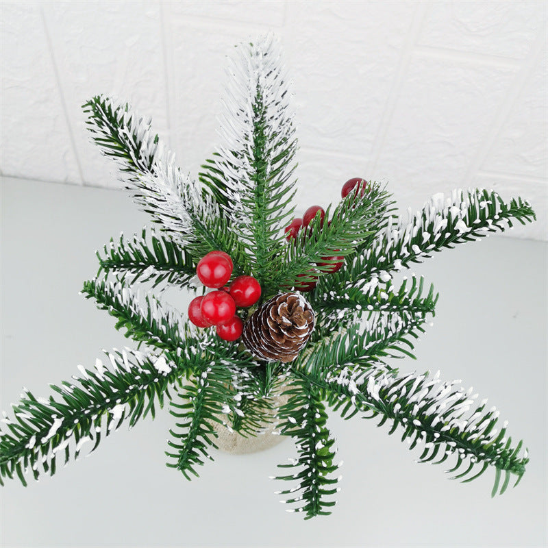 Artificial Pine Cone and Red Fruit Stems, 10 Pcs Bulk Christmas Party Decor, 12 Inch Artificial Plant Ornaments