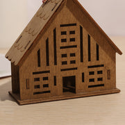 10 Pcs Brown Log Cabin Hanging Ornaments Christmas Tree Decor Bulk Set