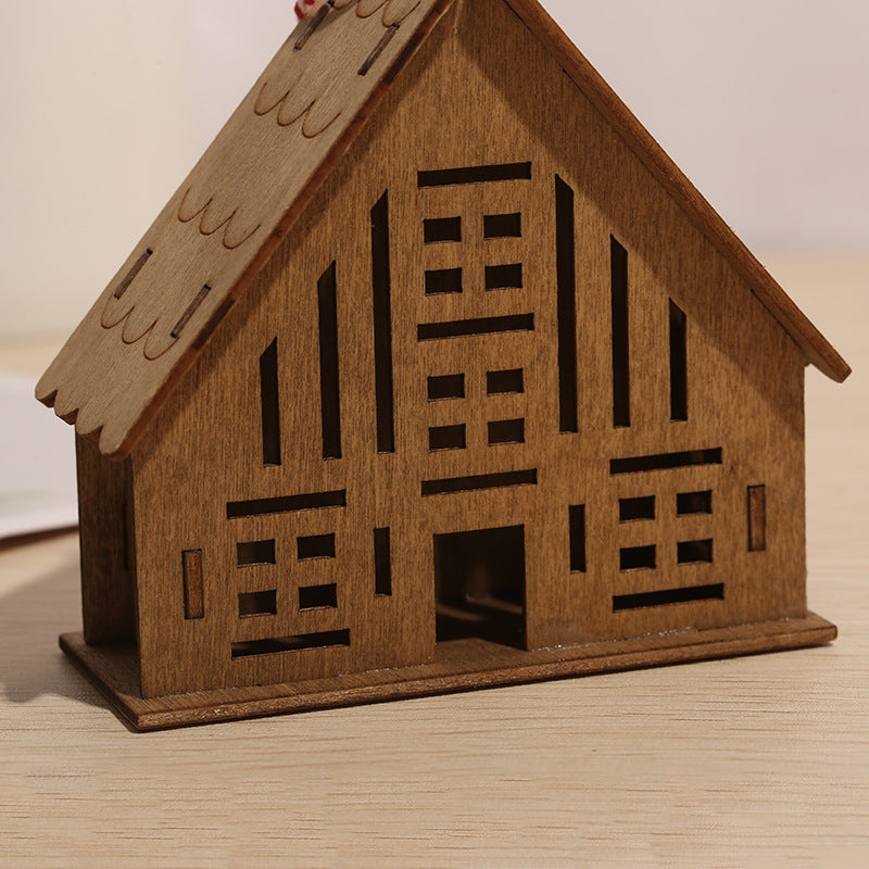 10 Pcs Brown Log Cabin Hanging Ornaments Christmas Tree Decor Bulk Set