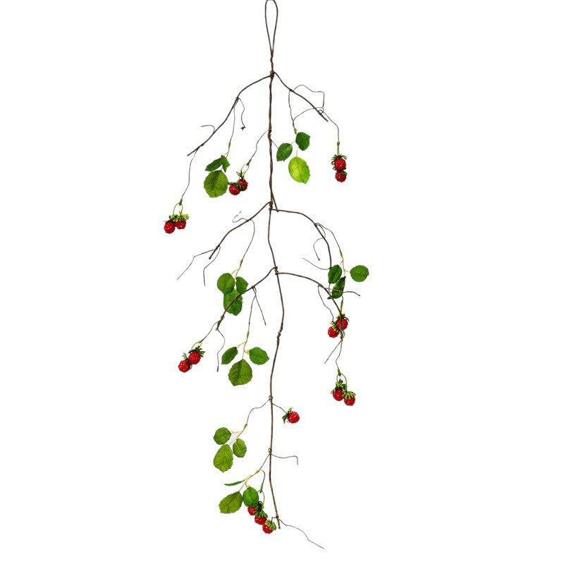 Artificial Raspberry Vine Garland with Berries, 38" Long Realistic Faux Foliage for Home Decor, Wedding Backdrops, Floral Arrangements