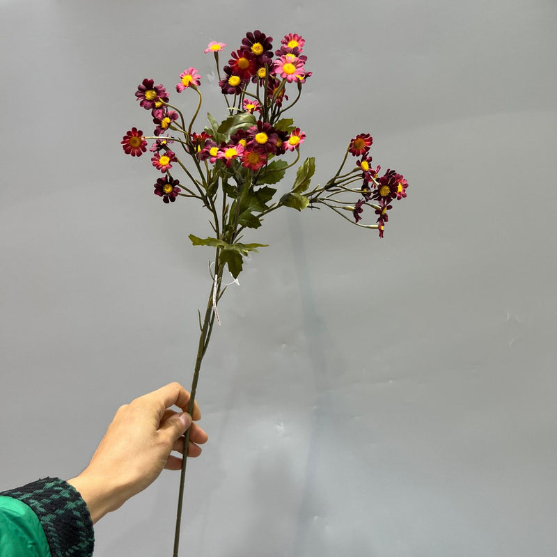 Single Stem Daisy Bush with 50 Blooms, 23" Tall, Silk-Like Fabric, Perfect for Weddings, Events, and Home Decor