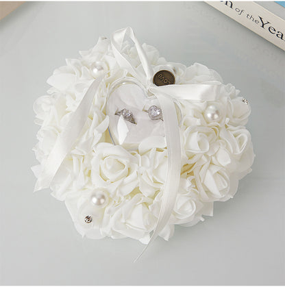 Bulk Double Sided Wedding Ring Pillow with Rose Shockproof Design for Destination Weddings & Vow Renewals Bridal Keepsake Organizer Box Wholesale