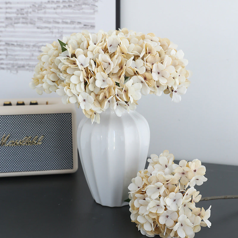 Artificial Hydrangea Single Stem, 1 Bloom, Faux Silk Fabric, Autumn Tones, for Wedding, Home & Window Display