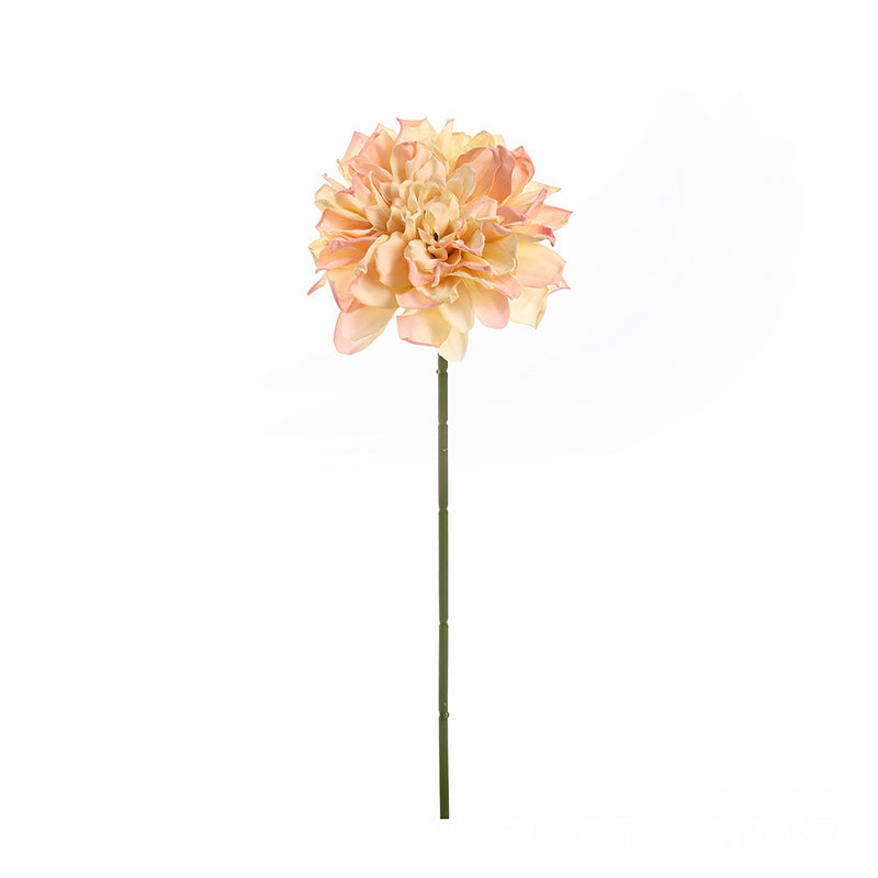 Artificial Dahlia Single Stem, 1 Bloom Faux Silk Flower with Scorched Edge Petals, for Wedding, Home & Window Display