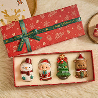 4-Pack Mini Christmas Figurines (2-2.8 Inches) - Tabletop Decor & Stocking Stuffer Gifts