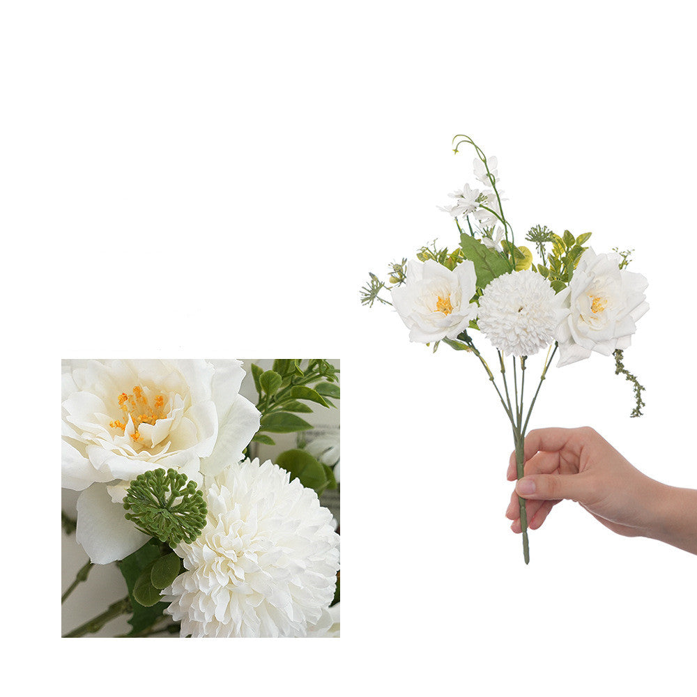 Artificial Rose Bouquet - 12 Inch Mini Fake Flowers | Wedding Event Decor Centerpieces