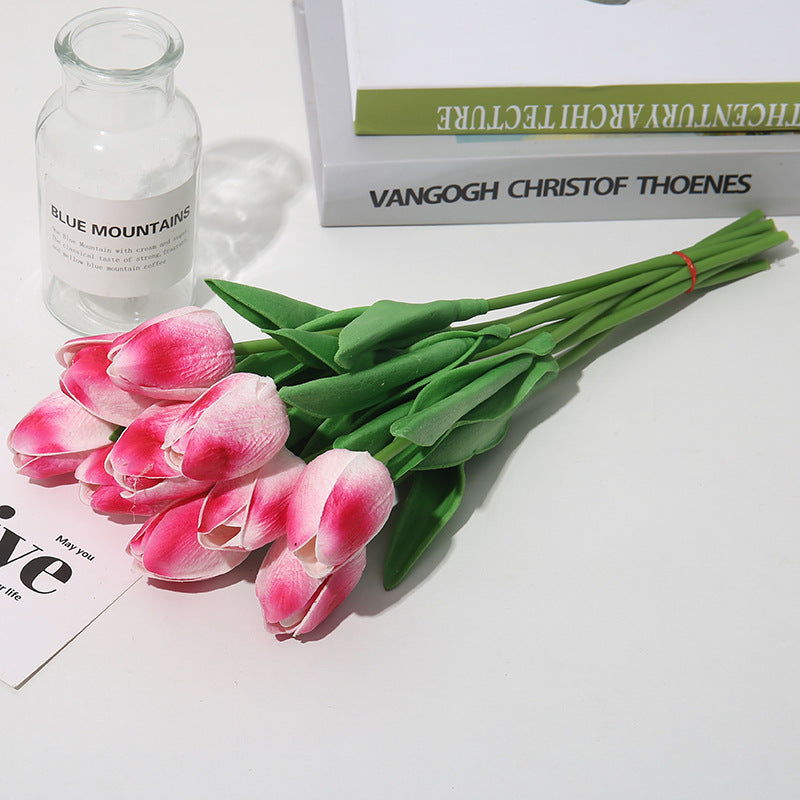 Bulk 20Pcs Silk Tulips  Artificial Flowers Bendable Stem for Mother's Day  Wedding Centerpiece Home Decor Wholesale