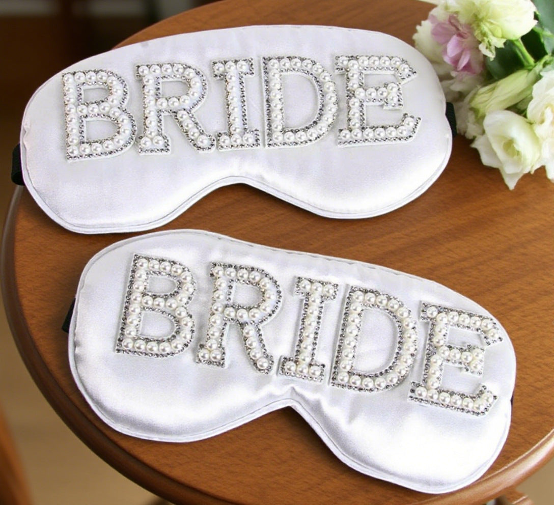 Bride Pearl Letter Sleep Mask - 4.7x9.1 Inch | Wedding Party Decor & Sleep Essential