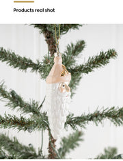 Christmas Ornaments Icicle Santa Glass Hanging Decorations with Chain for Xmas Tree, Bulk Wholesale Set