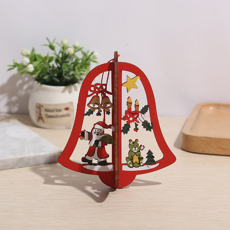 3D Wooden Christmas Tree Ornaments Hanging Decorations Bulk Pack