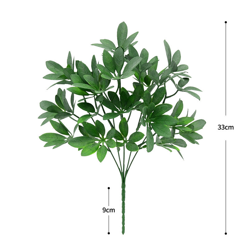 Artificial Lucky Leaf Bush, 12" Tall, PE/PVC Plastic, Realistic Green Plant for Home, Wedding, and Event Decor