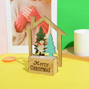 Wooden Merry Xmas Ornament Set with Hollow-out House, Star & Tree Designs for Tabletop Decor, Bulk Pack