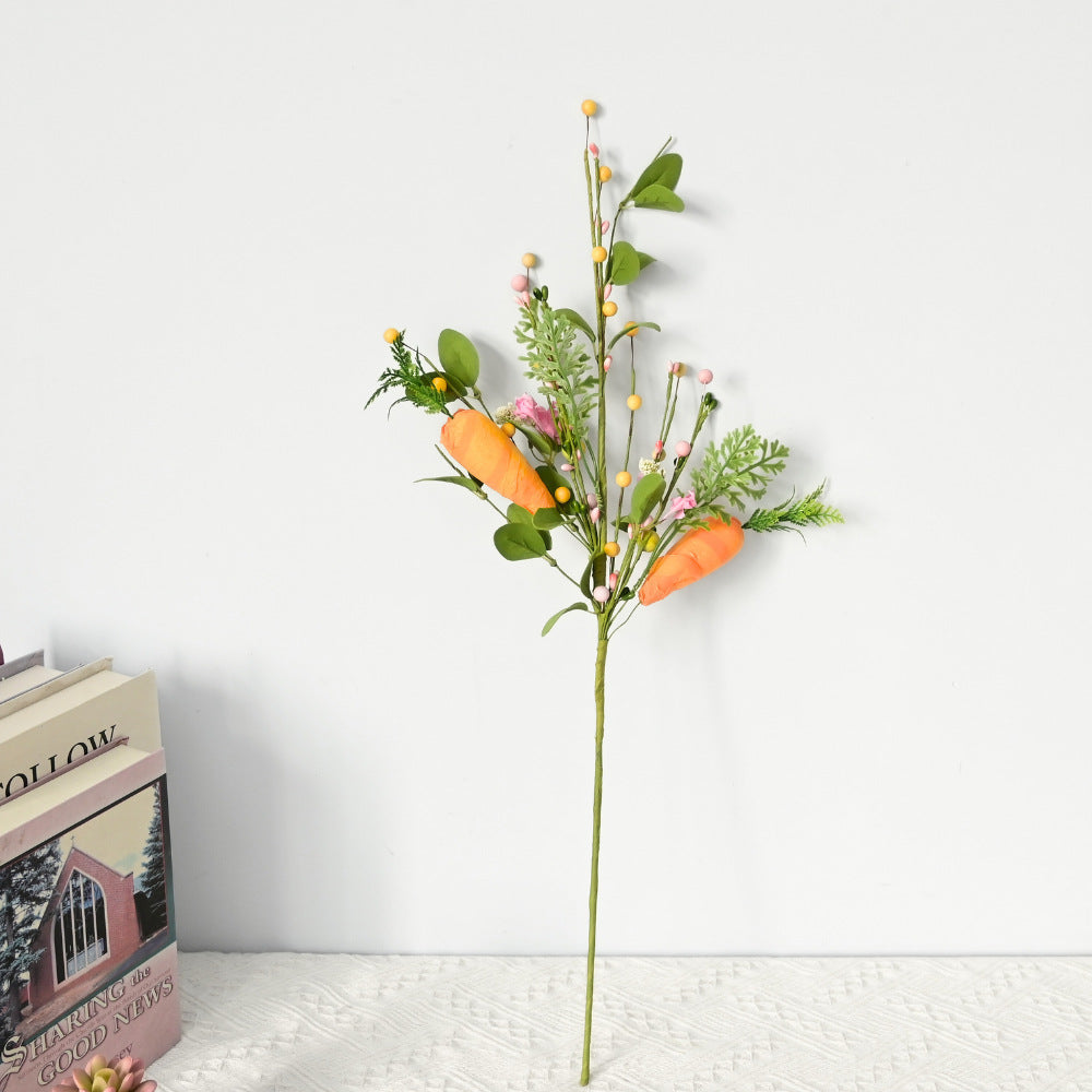 Easter Decor Artificial Carrot Stem - 24.4” Holiday Branch for Home & Valentine’s Decor