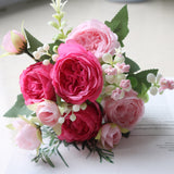 Premium Real Touch 6 pcs Silk Roses Luxury Wedding Bridal Bouquets & Persian Décor Centerpiece for Vase Table Arrangements