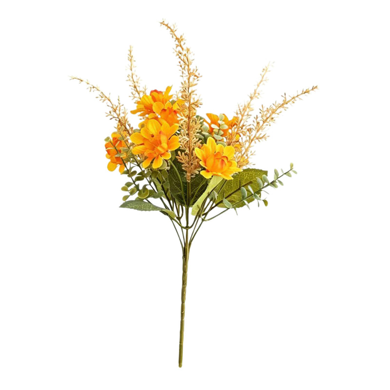 14" Autumn Rustic Artificial Bouquet, Wheat & Daisy Floral Arrangement, Handmade Silk Flowers for Wedding Centerpiece, Home Decor, Table Setting