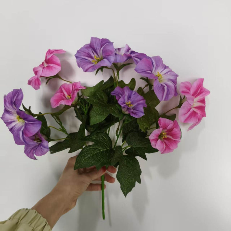Morning Glory Bush with 10 Blooms, UV-Resistant for Indoor & Outdoor Use, 16" Height