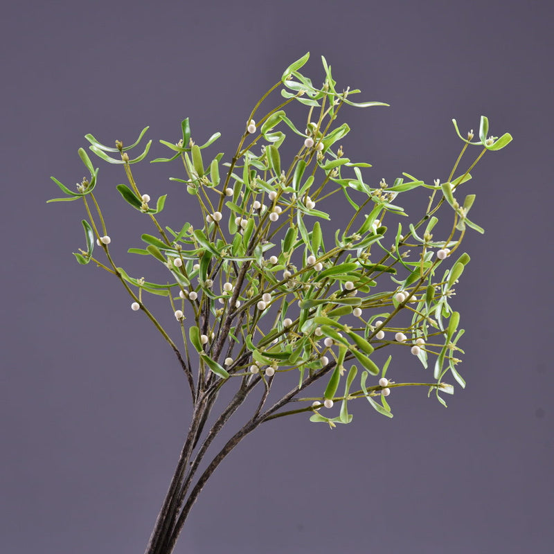 3 Pcs Artificial Mistletoe Stems with Leaf and Pearl Fruit, 12 Inch Winter Xmas Floral Arrangement