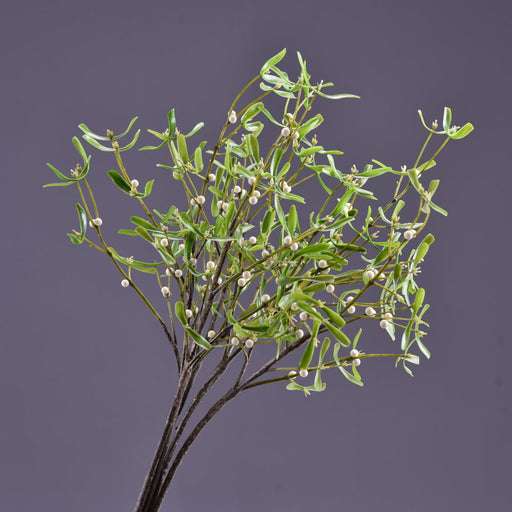 3 Pcs Artificial Mistletoe Stems with Leaf and Pearl Fruit, 12 Inch Winter Xmas Floral Arrangement