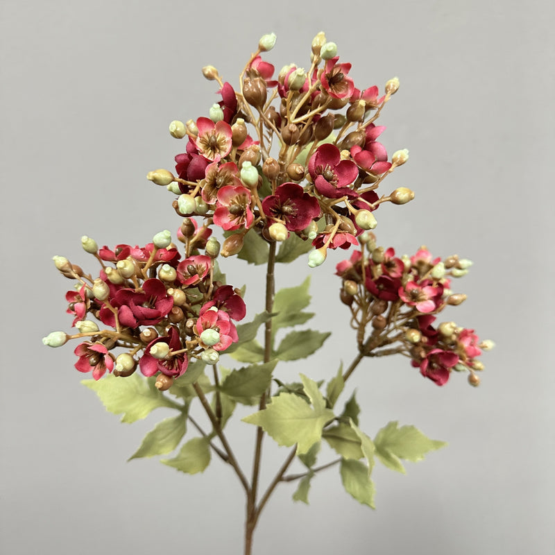Artificial Viburnum Flower Stem, Faux Silk Filler with 3 Flower Heads, Rustic Home, Wedding & Window Display Decor