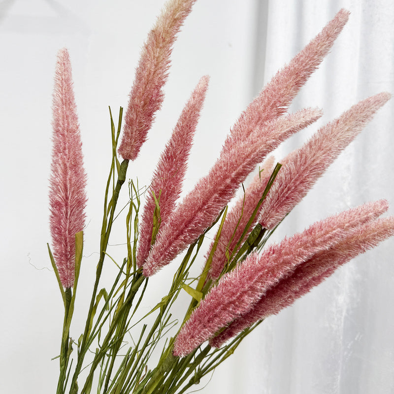 Artificial Reed and Foxtail Grass Bush, 3 Blooms, 35 Inches Tall, Perfect for Wedding, Home, and Commercial Decor