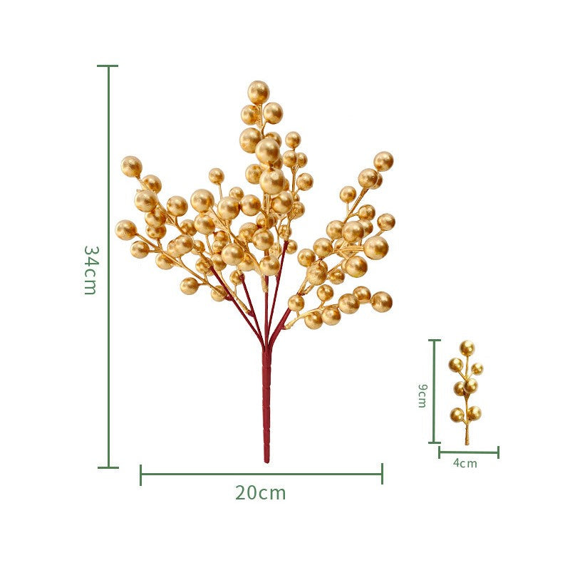 Artificial Christmas Golden Berry Twig 13 Inch 10 Pcs Bulk New Year Holiday Decor