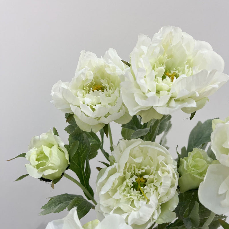 Single Stem Artificial Peony Flower, 3 Blooms, 20" Tall, Silk-Like Fabric, for Home Decor, Wedding, Event Arrangements