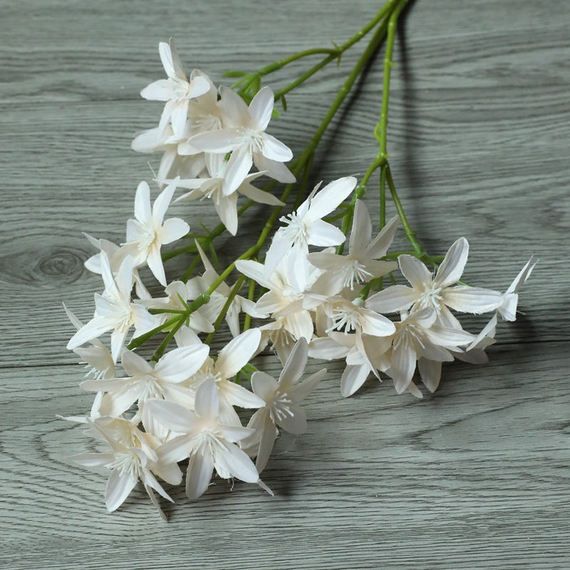 Artificial Star Orchid Bush, 3-Fork 6-Point Faux Silk Flower Stem, for Wedding, Home & Hotel Decor