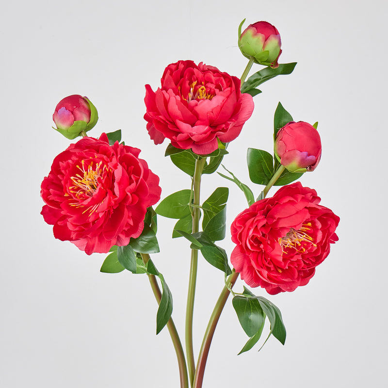 Peony Artificial Flowers, 2-Bloom Bush with Silk-Like Fabric, 26" Height for Home Decor, Wedding, Events & Commercial Displays