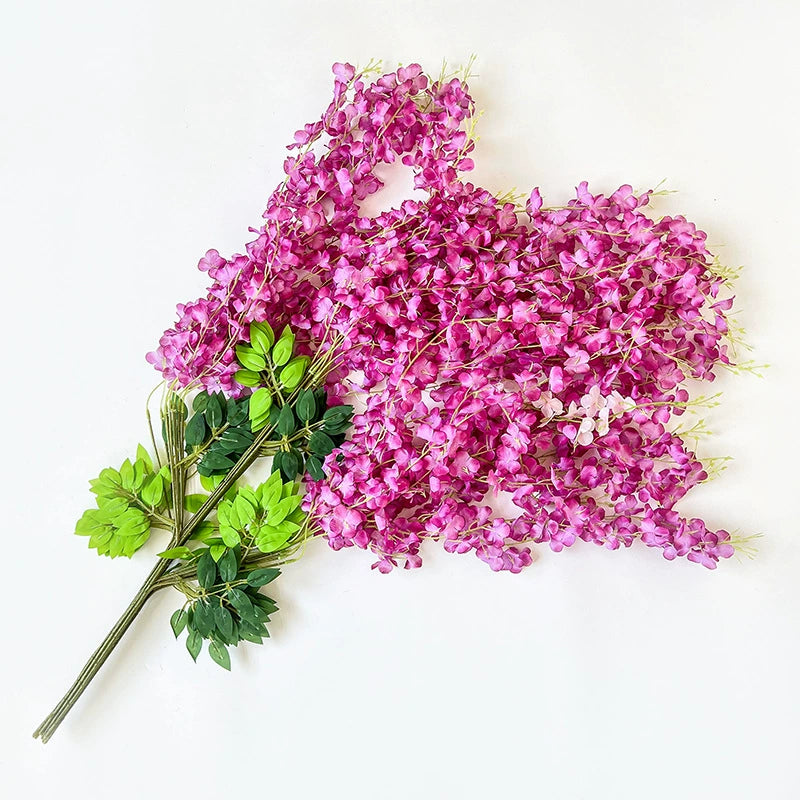 Bulk 12 Pack Wisteria Artificial Flowers Vines Rust Proof  Chains Fade Proof for Wedding Arch Garden Wall Outdoor Decor Wholesale