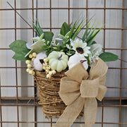 Artificial Pumpkin Door Hanger Wreath with Berry Greenery, Bulk Farmhouse Decor for Front Door Porch