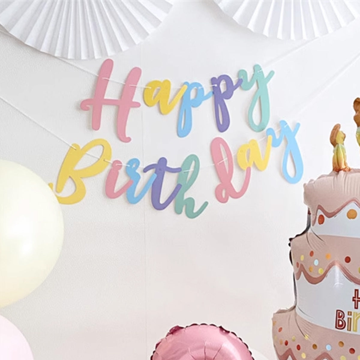 Macaron Connected Letter Birthday Banner - Party Backdrop Decoration