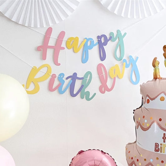 Macaron Connected Letter Birthday Banner - Party Backdrop Decoration