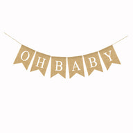 Bulk 10 pcs Oh Baby Linen Banners for Baby Shower Decorations Wholesale