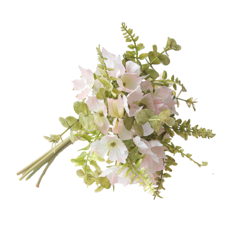 Artificial Hydrangea & Eucalyptus Bouquet, 13" Realistic Fake Flowers for Wedding Centerpieces, Home Decor, Floral Arrangements (Set of 1 Bush)