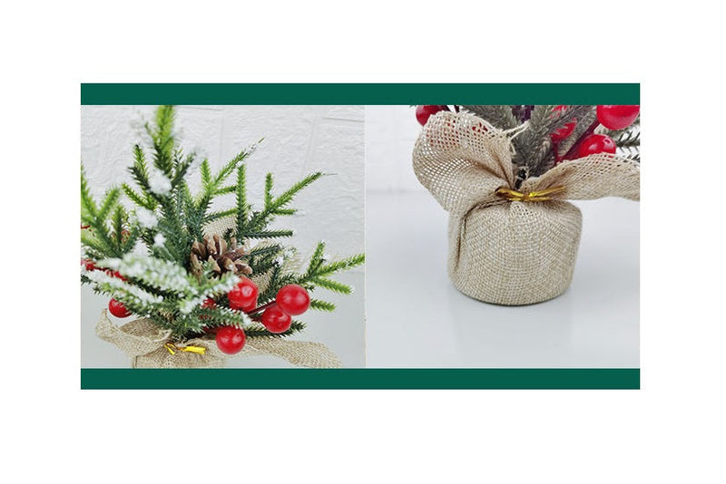 Simulation Mini Xmas Tree with Cedar Branches, Tabletop Ornament, Bulk Wholesale Pack