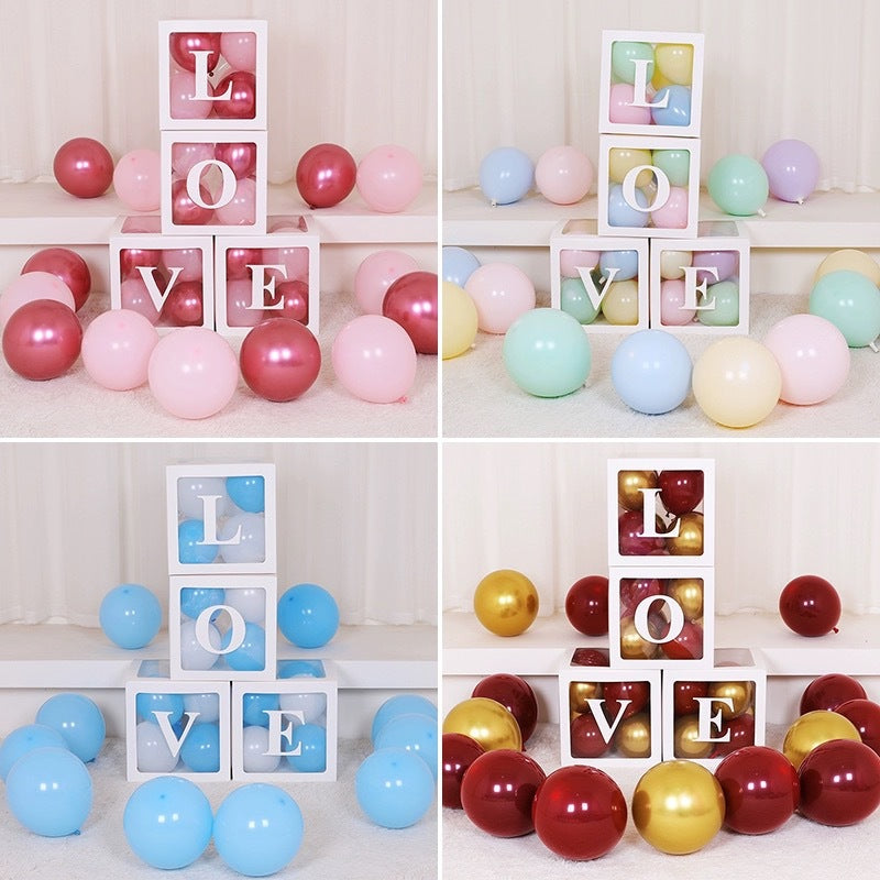 Bulk 4pcs Colorful Printed LOVE Balloon Boxes Holiday and Party Decoration Boxes Wholesale