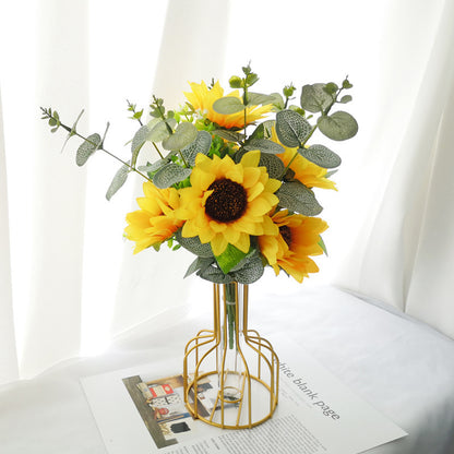 Bulk Clear Glass Test Tube Vase with Metal Frame Hollow Iron Vase for Wedding Living Room Home Table Centerpieces Decorations Wholesale