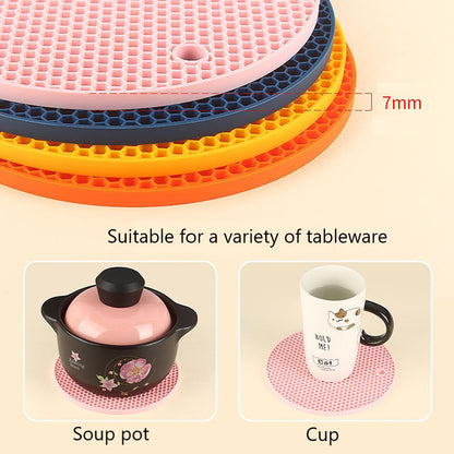 Bulk 3 Pcs Round Trivets Mat Multifunctional Heat Resistant Silicone Placemats Non-slip Cup Coasters Wholesale