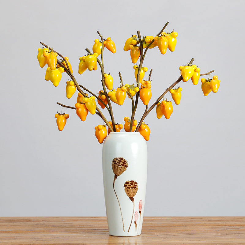 Single Stem Artificial Goldfruit Branch with 10 Blooms, 26" Long, Foam Material, Perfect for Home Decor, Weddings, and Events