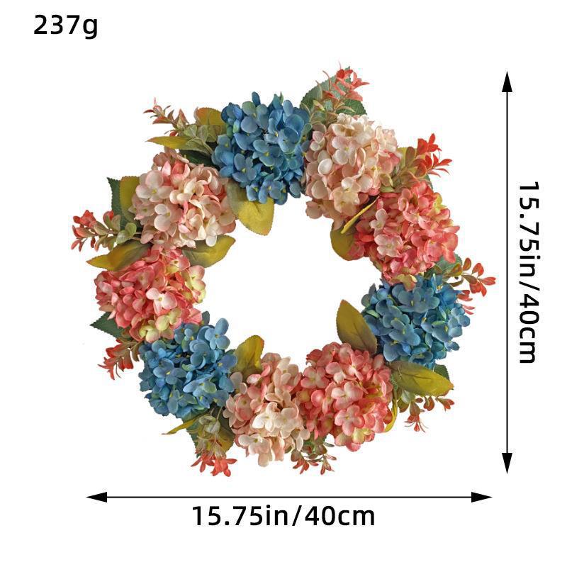 16" Artificial Hydrangea Garland, Blue & Pink Silk Flower Vine, Perfect for Home Decor, Weddings, Events, and Window Displays
