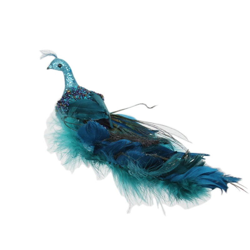 10 Pcs Christmas Glitter Peacock Ornaments Artificial Hanging Decorations for Tree Wall Door Party