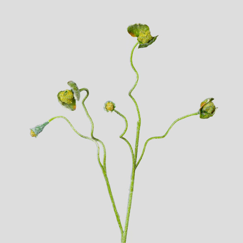 Artificial Poppy Seed Pod Bush, Faux Silk-Like Fabric Fruit Stem, for Wedding, Home & Floral Arrangements