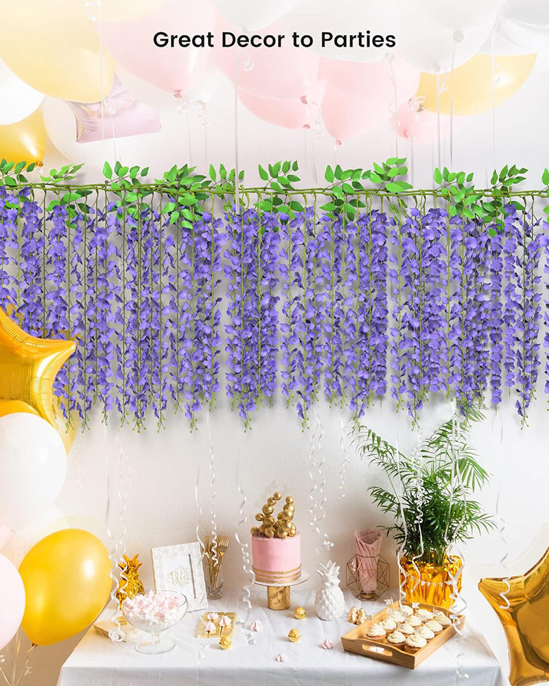 Bulk Wisteria Artificial Flowers 2025 Silk Touch Hanging Vine with UV Protection for Wedding Arch & Garden Party Decor Wholesale