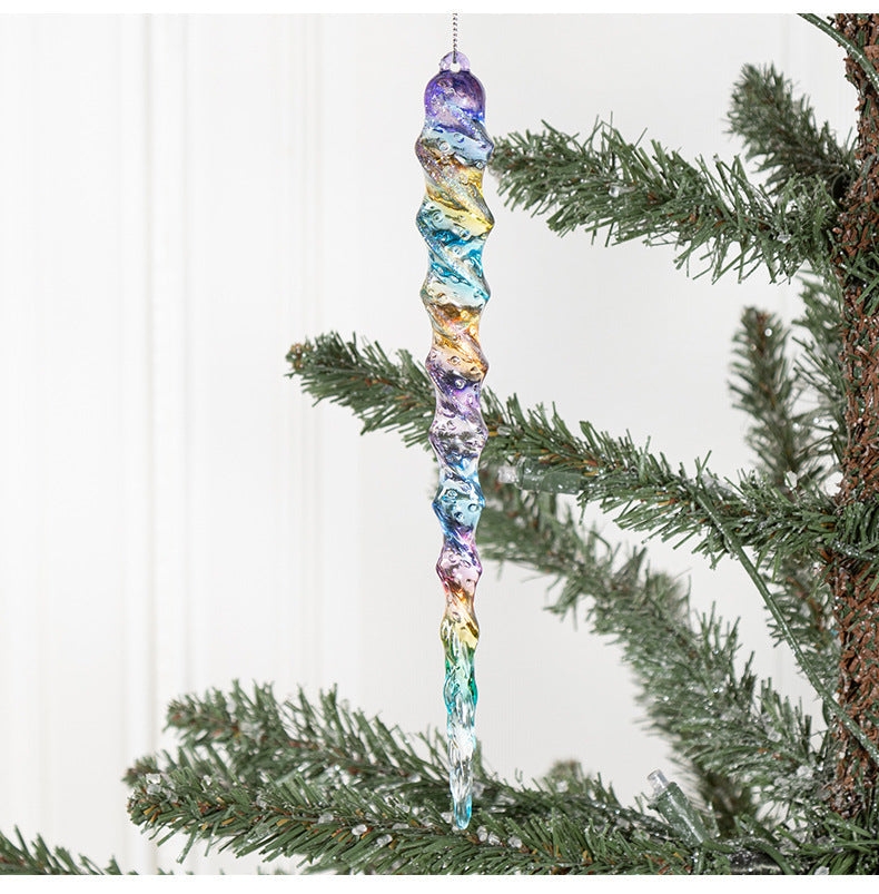 Clear Acrylic Ice Strip Christmas Ornaments Bulk Hanging Decorations for Xmas Trees