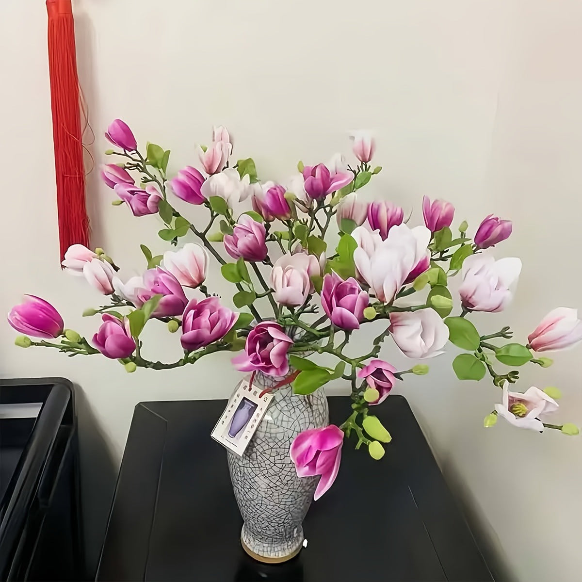 Wedding Floral Backdrop Decor Premium Artificial Magnolia Flowers 2pcs PU Stem for Venue Styling