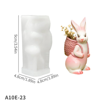 Easter Bunny Basket Silicone Mold - DIY Candle & Resin Craft Mold for Home Decor (3.54in Tall)
