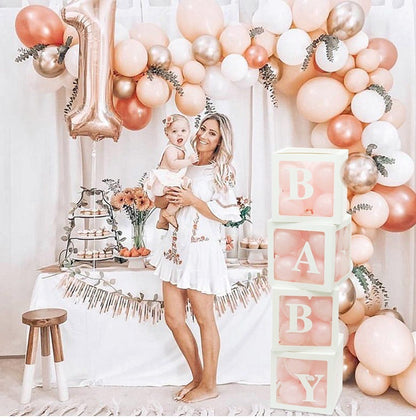 Bulk 4 Pcs Clear Balloon Boxes with Letters for Baby Shower Birthday Party Backdrop Decor Wholesale